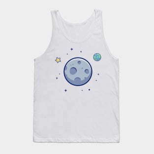 Moon in space cartoon Tank Top